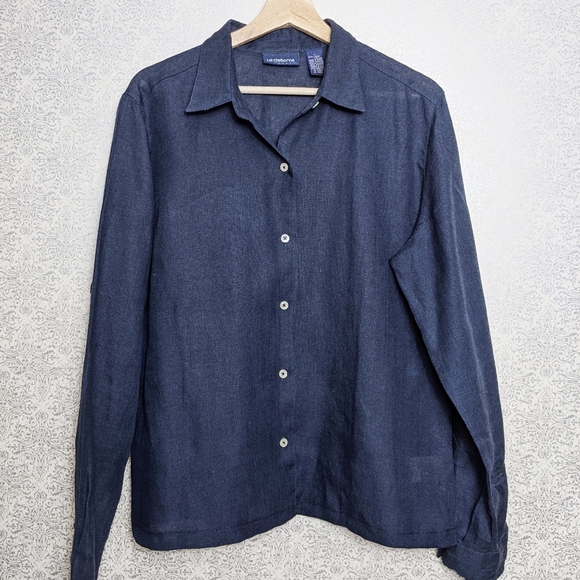 Liz Claiborne Tops - Navy 100% linen shirt navy oversized fit
